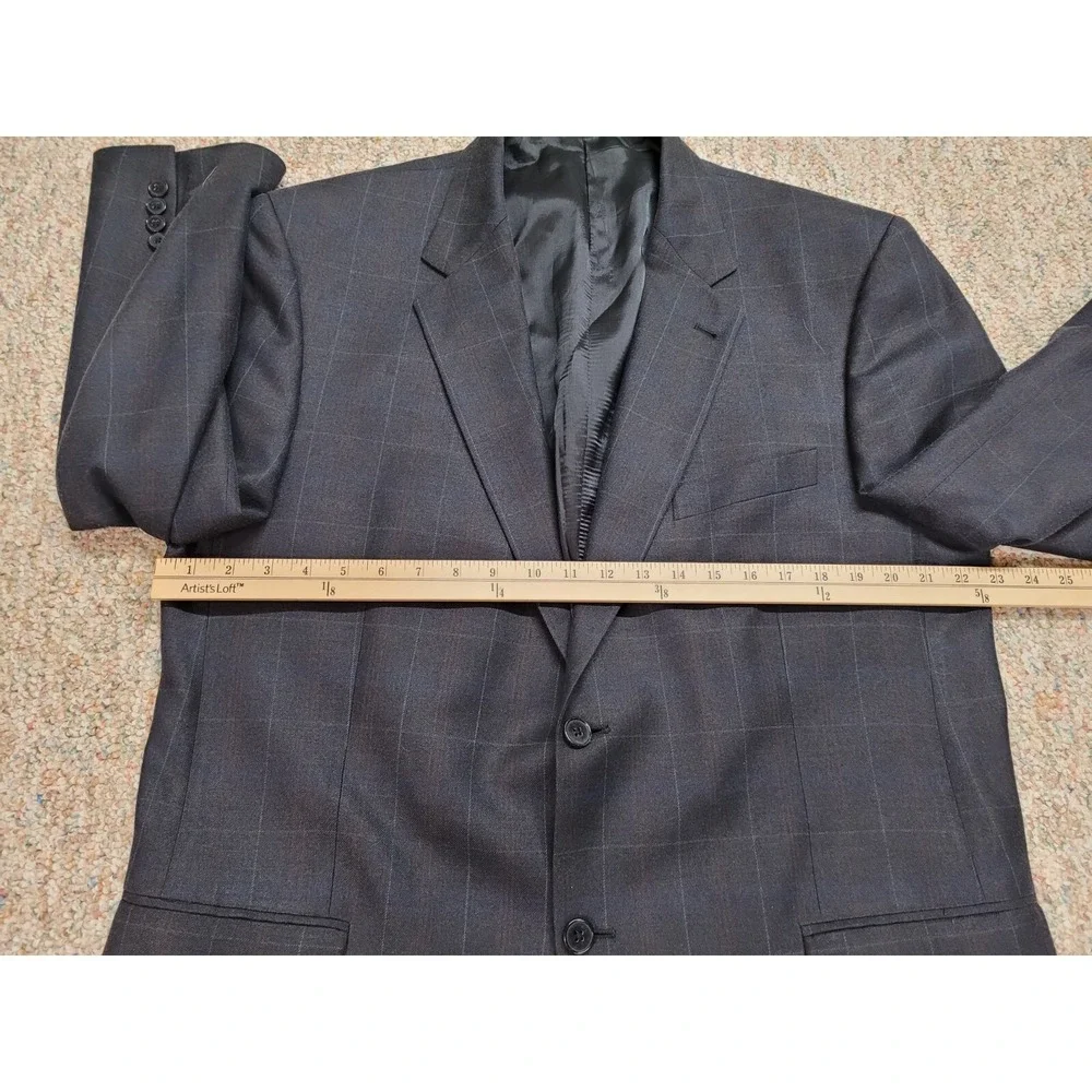 Joseph Abboud Blazer Mens 44R Grey Silk‎ Wool Windowpane Sport Coat Nordstrom
